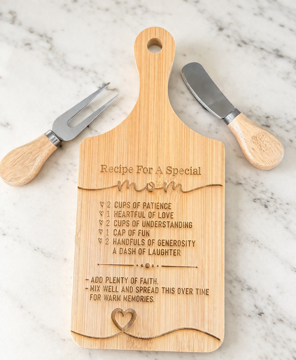 Custom mini charcuterie board with utensils