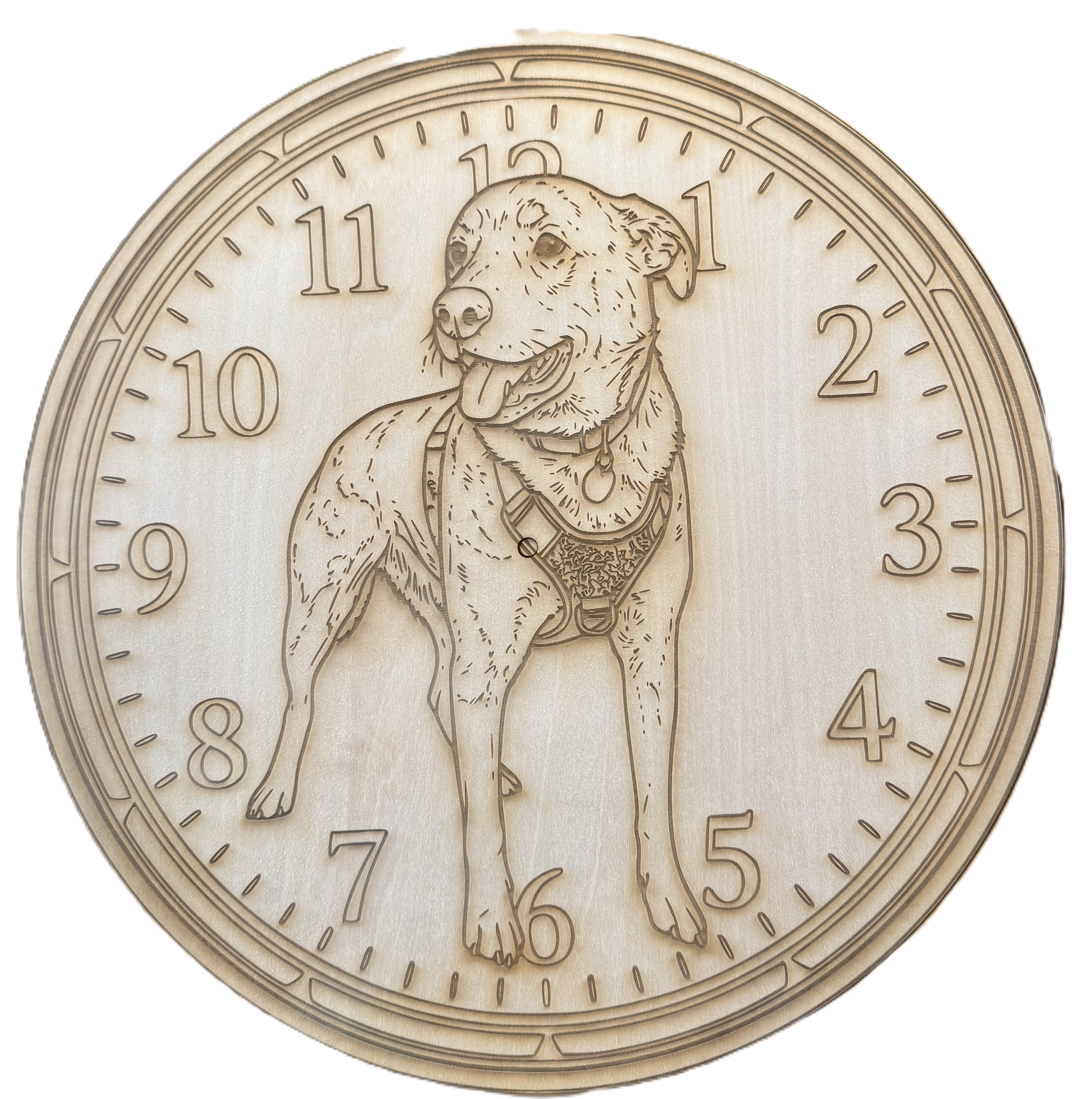 Custom Engraved Wood Clock – Personalized Pet, Child, Family or Special Subject Clock