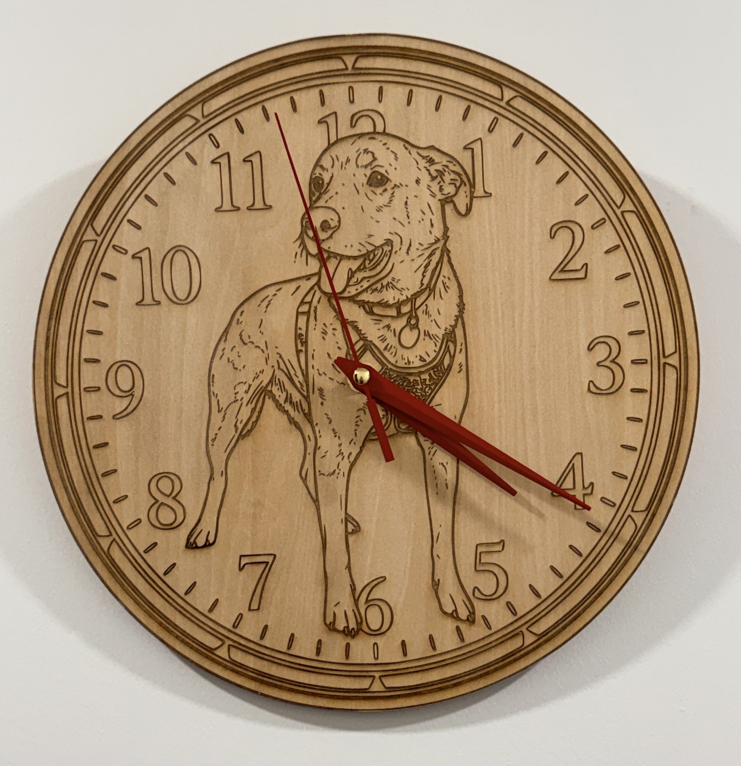 Custom Engraved Wood Clock – Personalized Pet, Child, Family or Special Subject Clock