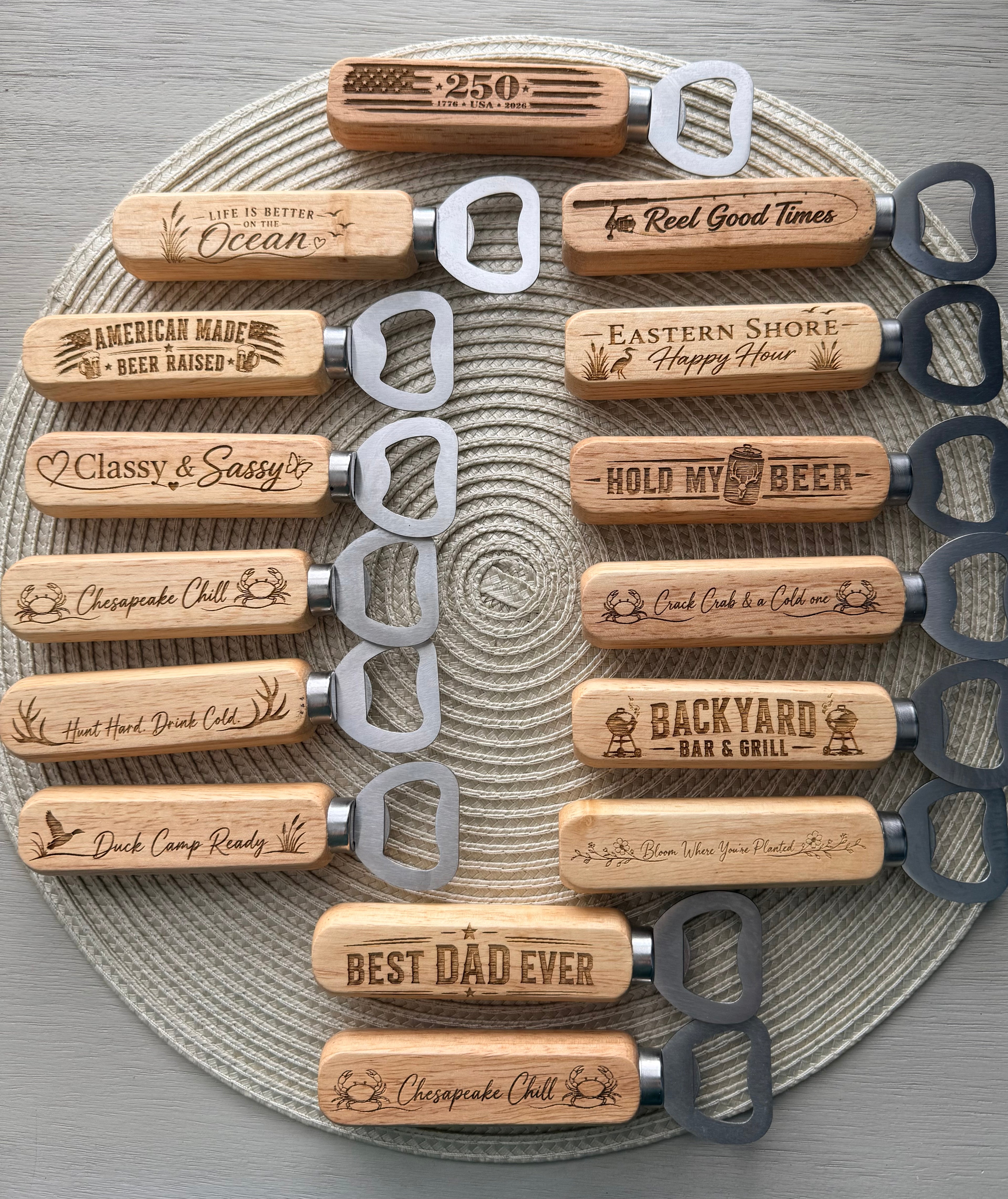 Wood handled bottle opener
