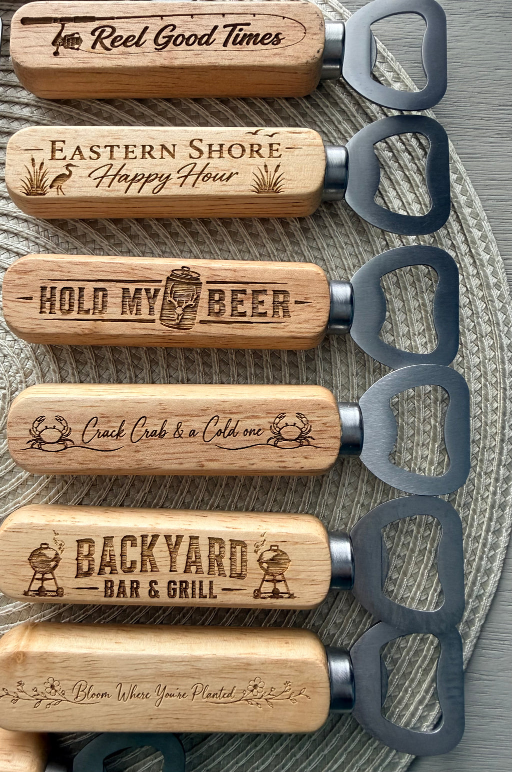 Wood handled bottle opener
