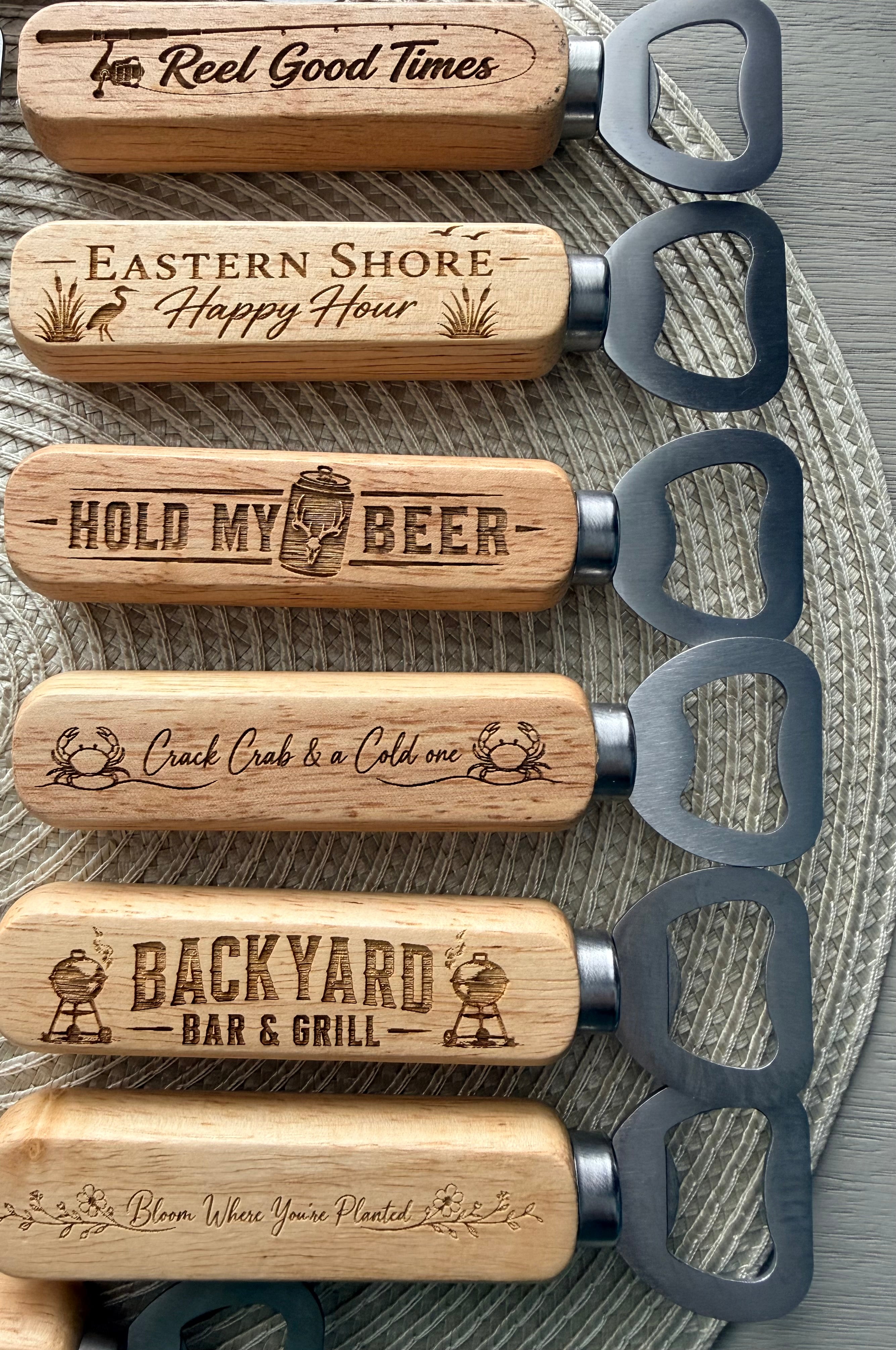 Wood handled bottle opener