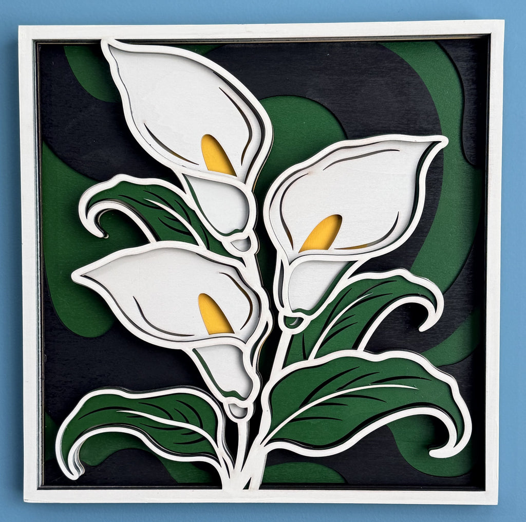 Handcrafted Layered Floral Wall Art – Framed Wooden Flower Decor